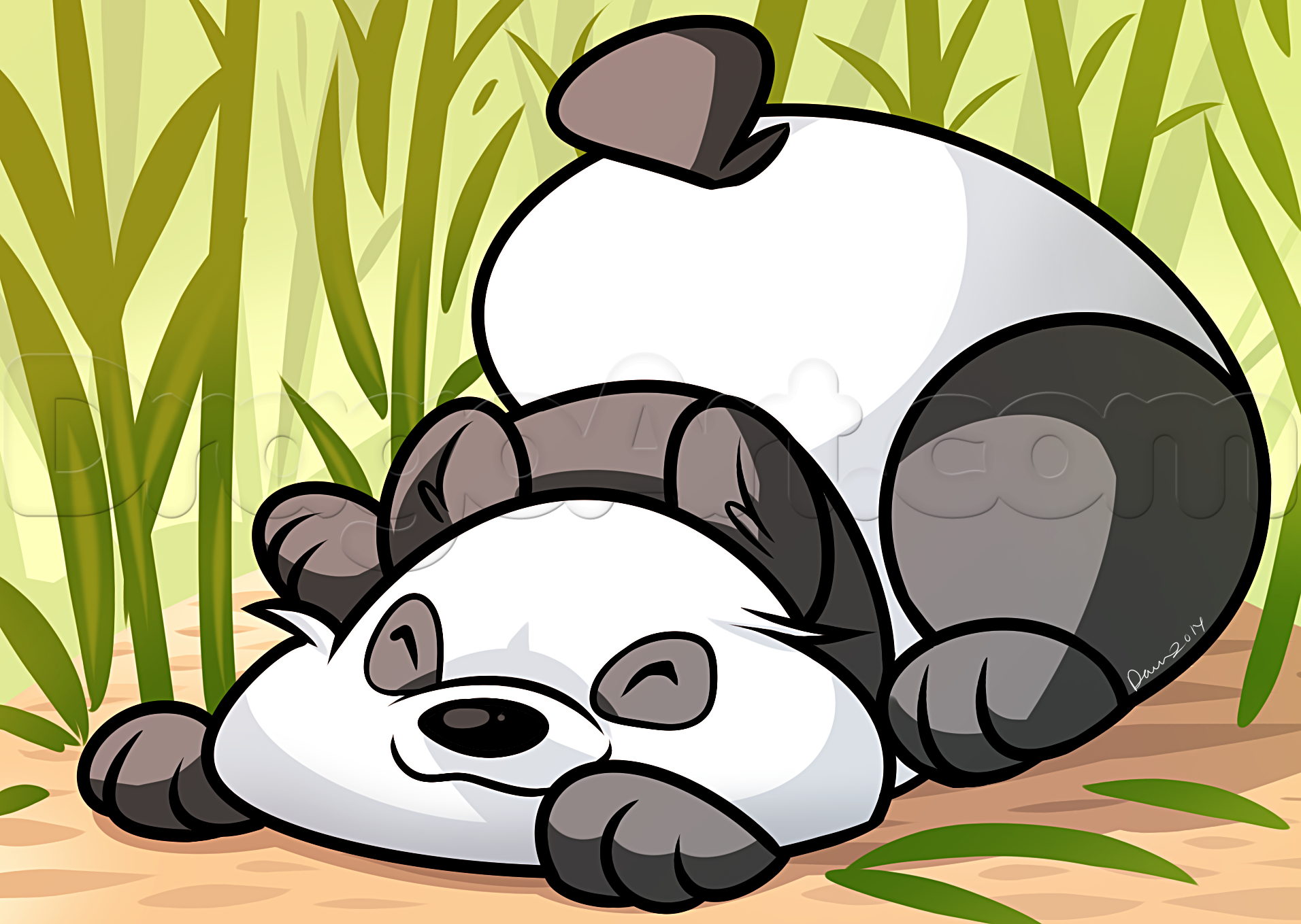 1912x1359 How To Draw A Fat Panda, Step - Panda Drawing Images