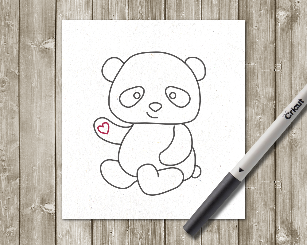 1000x800 panda bear waving sketch single line drawing - Panda Drawing Images