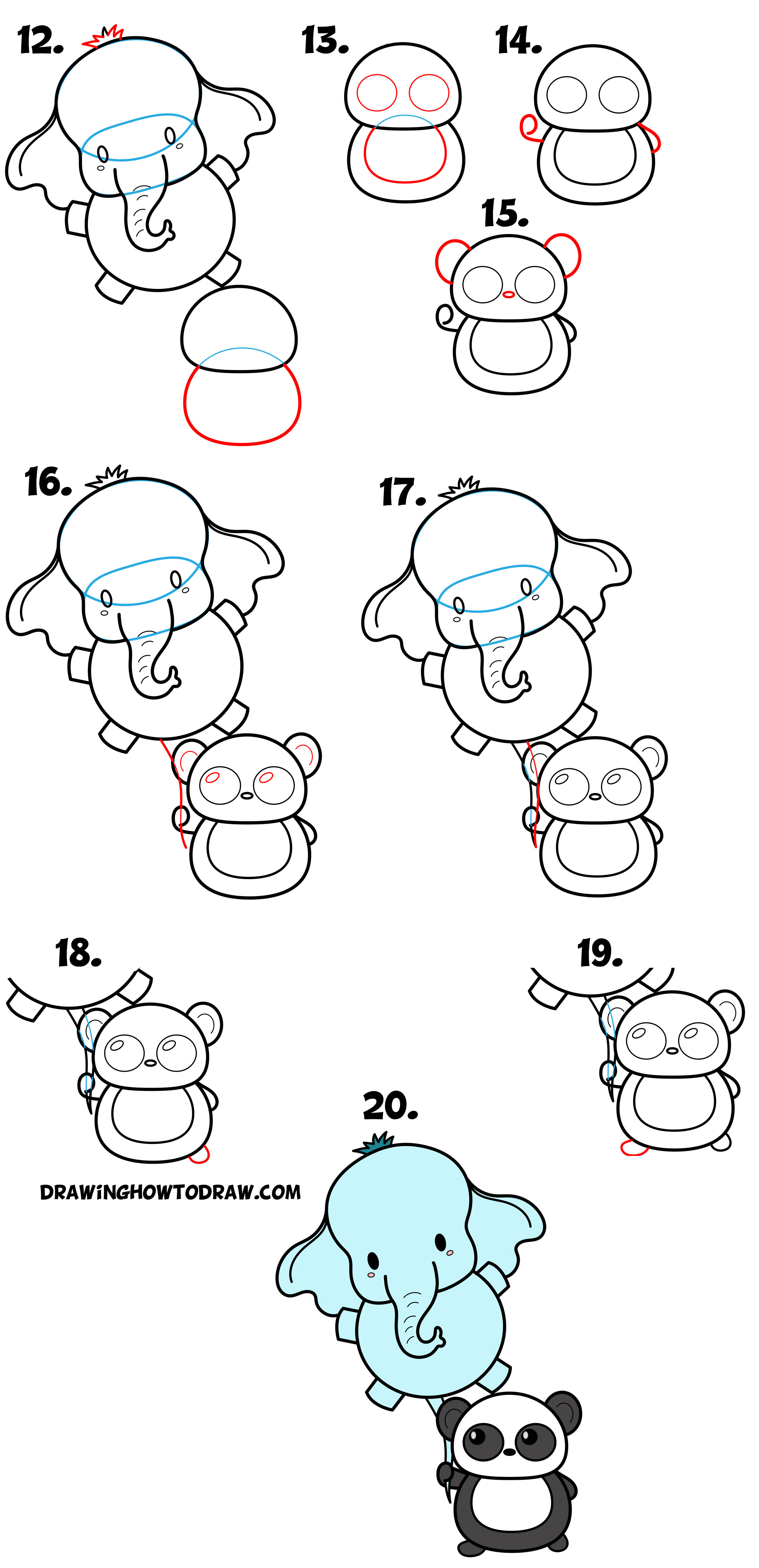 2064x4266 How To Draw A Cute Panda Bear Holding An Elephant Balloon Easy - Panda Drawing Step By Step
