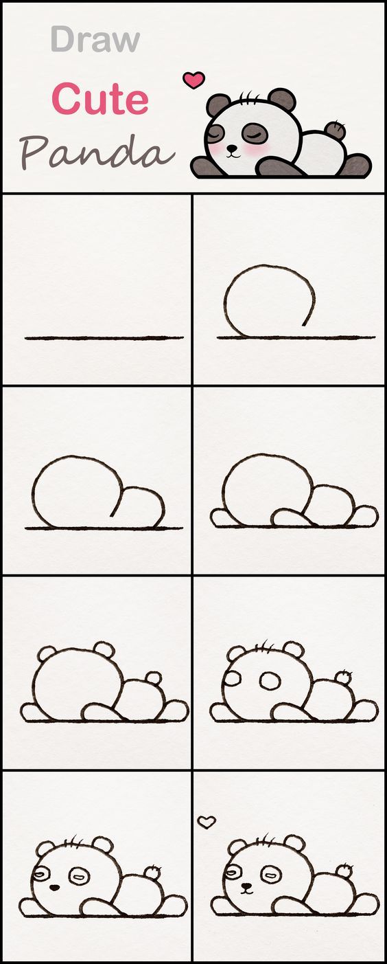 564x1403 Learn How To Draw A Cute Baby Panda Step - Panda Drawing Step By Step
