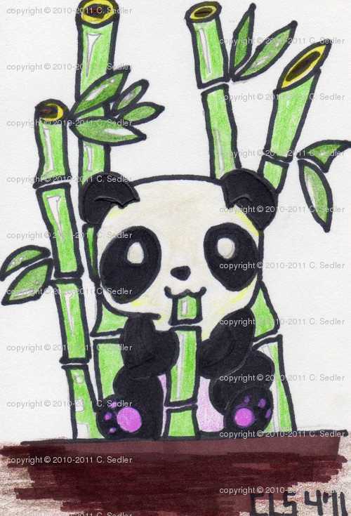 Panda Eating Bamboo Drawing at PaintingValley.com | Explore collection ...