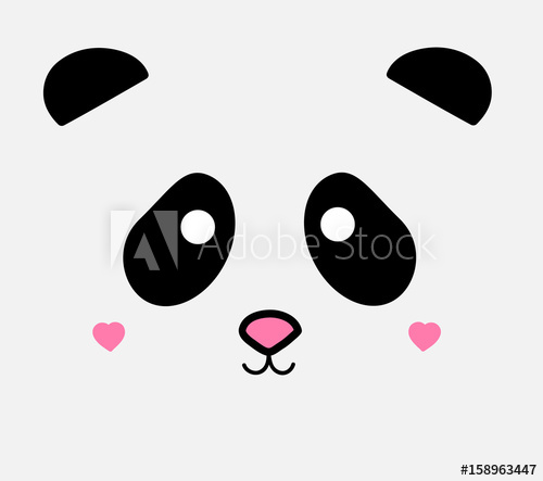 500x443 cute panda vector illustration with light grey background, panda - Panda Head Drawing