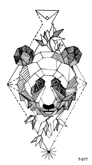 309x550 Panda Head Black Temporary Tattoo Fake Tattoo - Panda Head Drawing