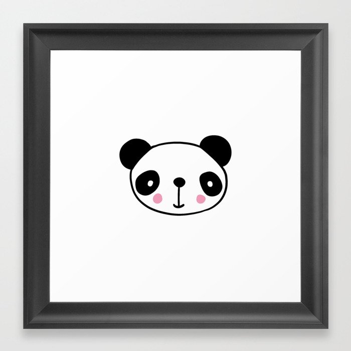 700x700 cute panda head in black and white framed art print - Panda Head Drawing
