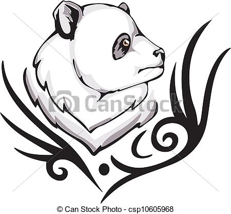 450x416 panda tattoo tattoo with panda head color vector illustration - Panda Line Drawing