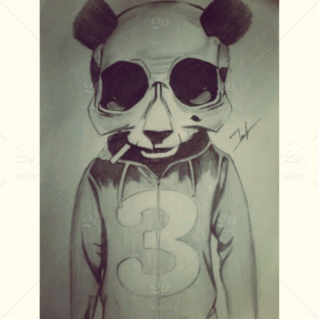 640x640 Skull Panda - Panda Pencil Drawing