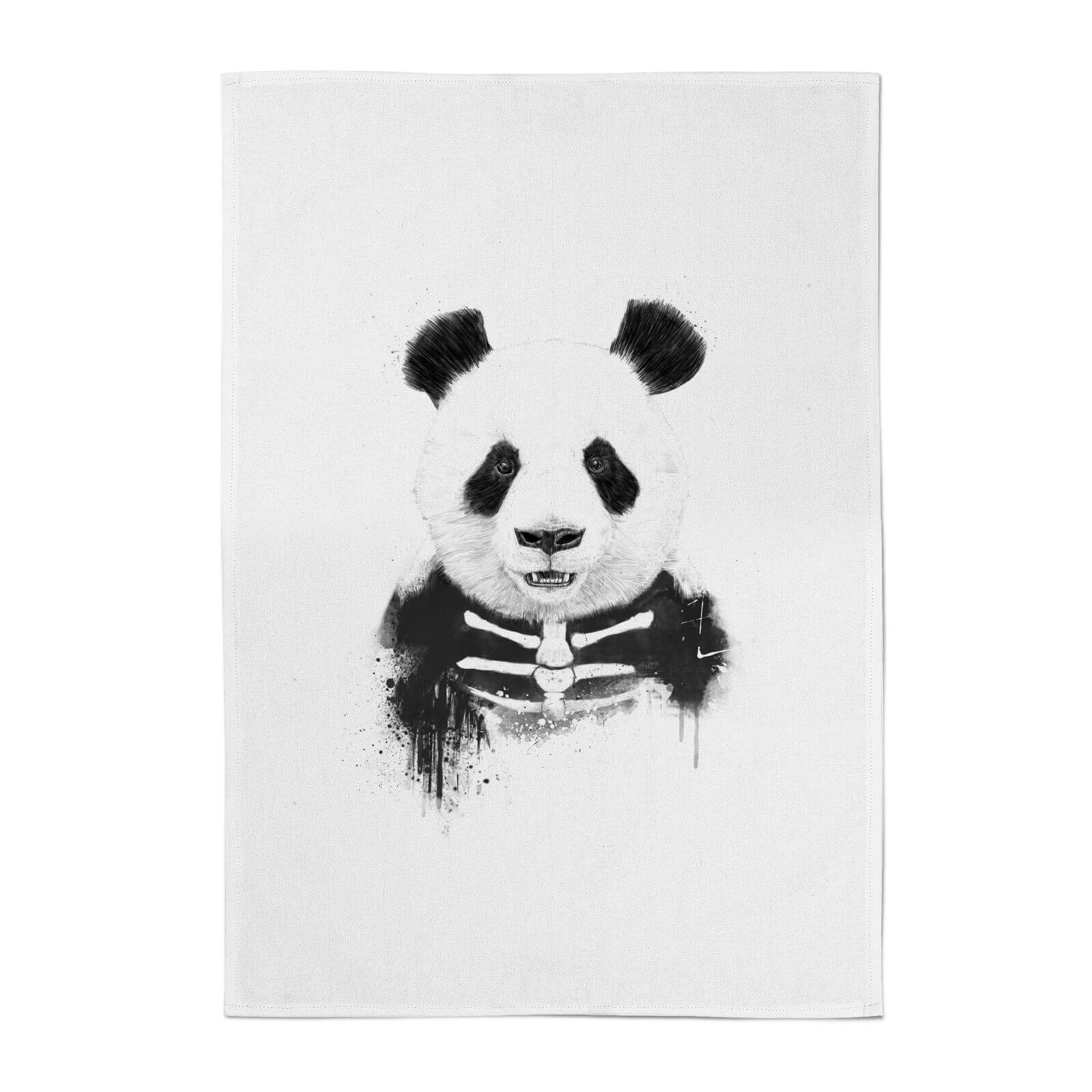 1600x1600 Skull Panda Cotton Tea Towel Iwoot - Panda Skull Drawing