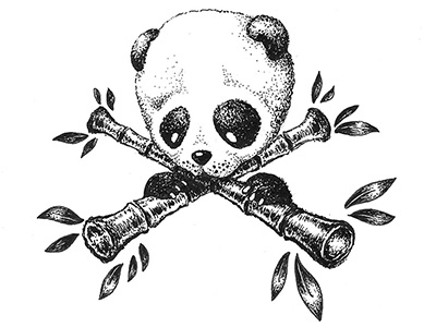 400x300 Skull Panda - Panda Skull Drawing