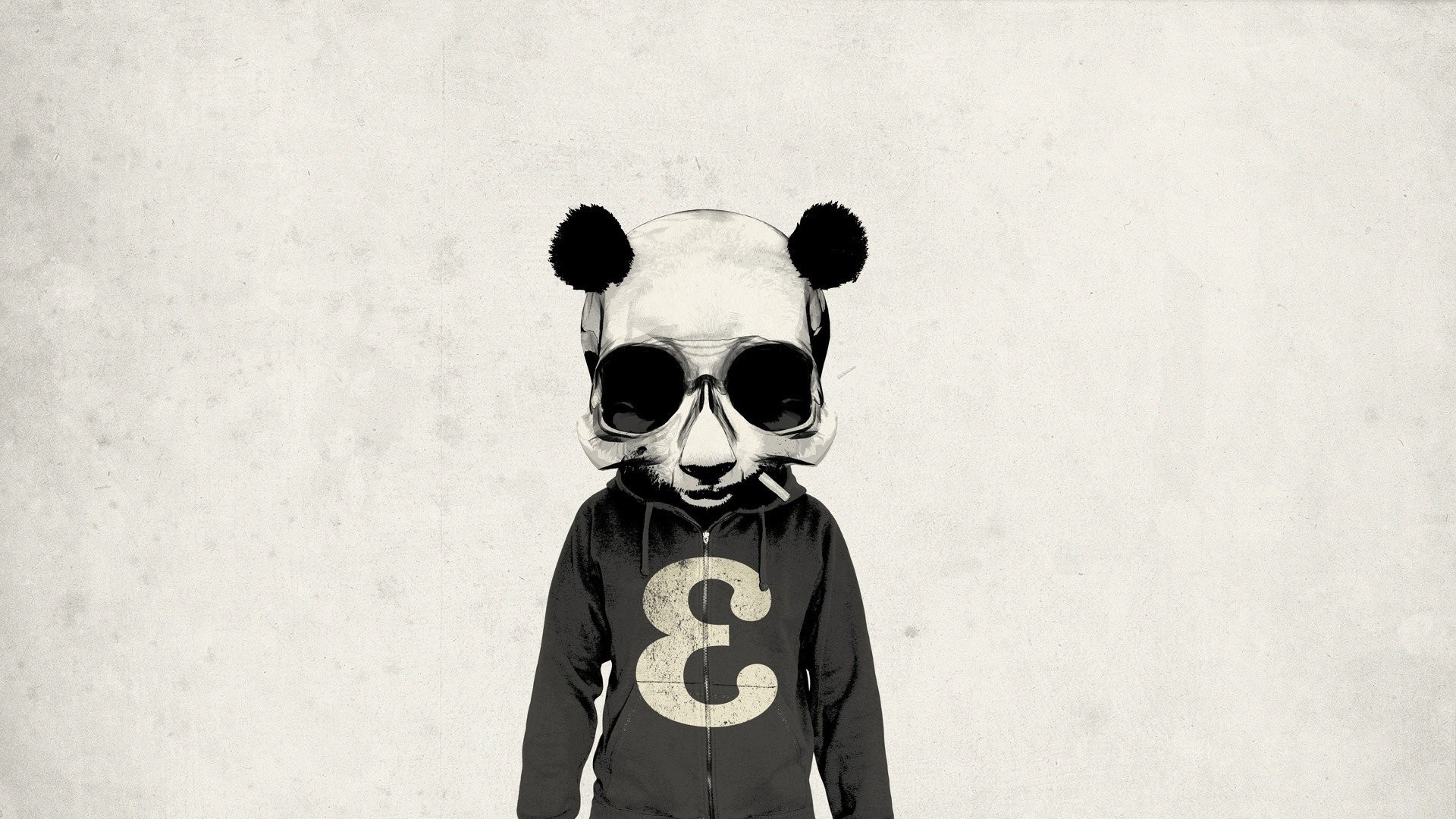 1920x1080 Wallpaper Drawing, White, Black, Illustration, T Shirt, Sweater - Panda Skull Drawing