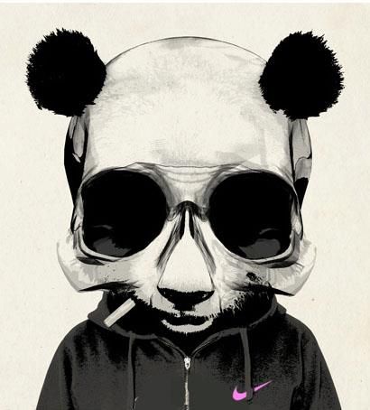 410x454 Panda Skull Ceramic - Panda Skull Drawing