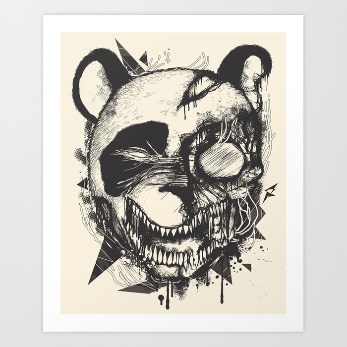 700x700 Dead Panda Art Print - Panda Skull Drawing