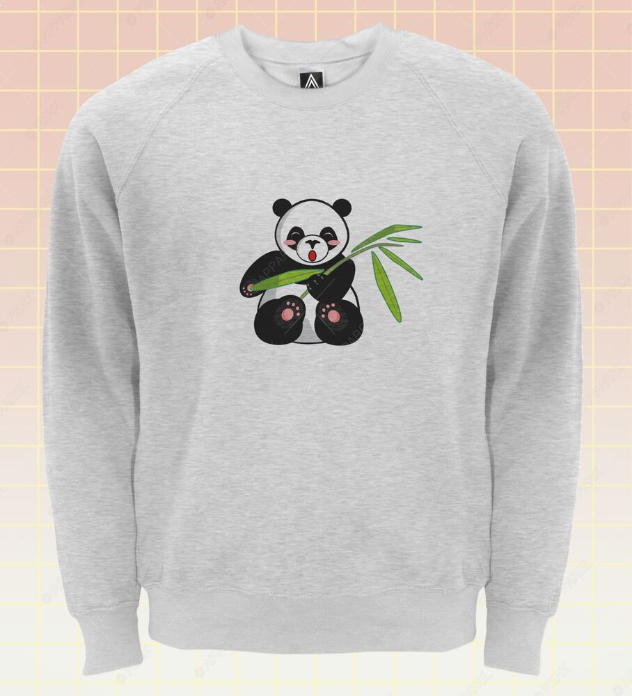 908x1000 cute panda sweatshirt bamboo drawing indie jumper bear zoo animal - Panda With Bamboo Drawing