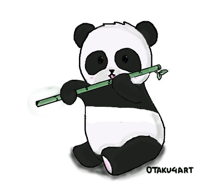 448x384 panda bamboo drawing - Panda With Bamboo Drawing