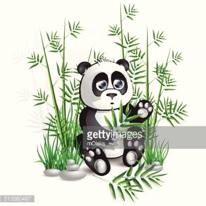 414x414 panda bamboo premium clipart - Panda With Bamboo Drawing