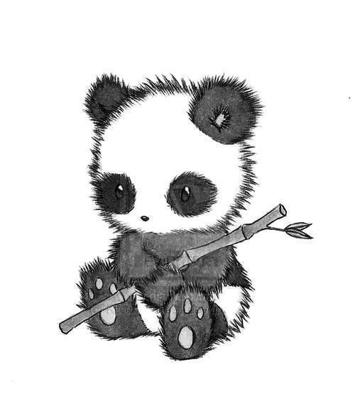 500x572 panda holding a bamboo stick drawing art time - Panda With Bamboo Drawing