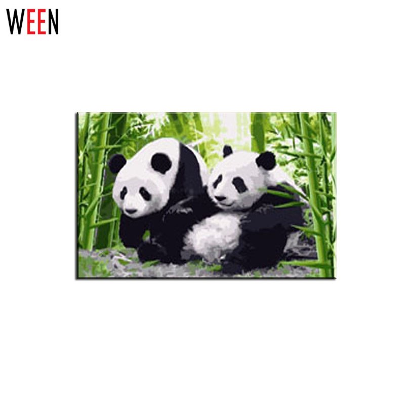 800x800 Ween Diy Panda Oil Painting - Panda With Bamboo Drawing