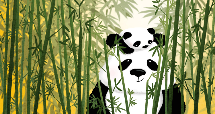 750x400 Gentle Giant - Panda With Bamboo Drawing