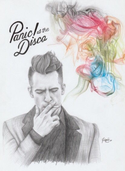 413x564 Graphitecolored Pencil Drawing Of Panic - Panic At The Disco Drawings