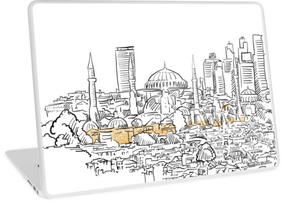 558x400 modern and old istanbul panorama drawing laptop skins - Panorama Drawing