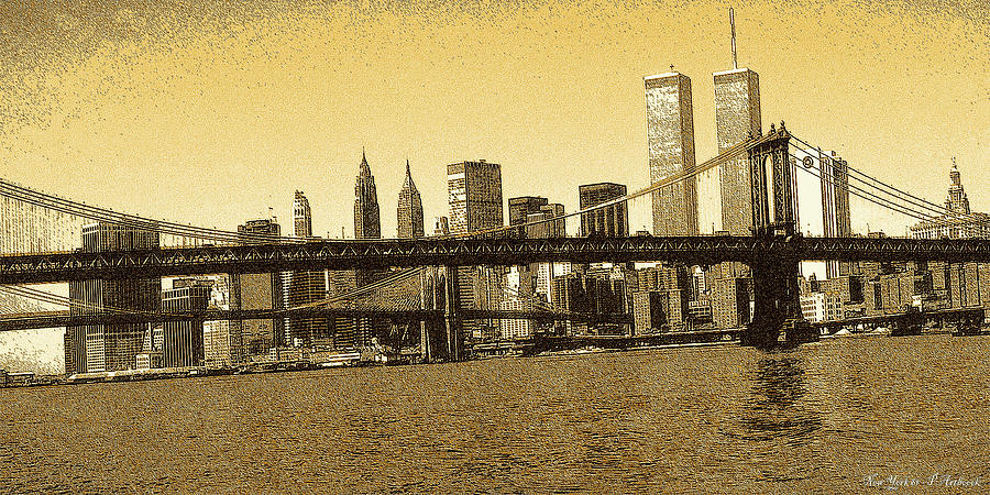 900x450 new york downtown manhattan skyline - Panorama Drawing