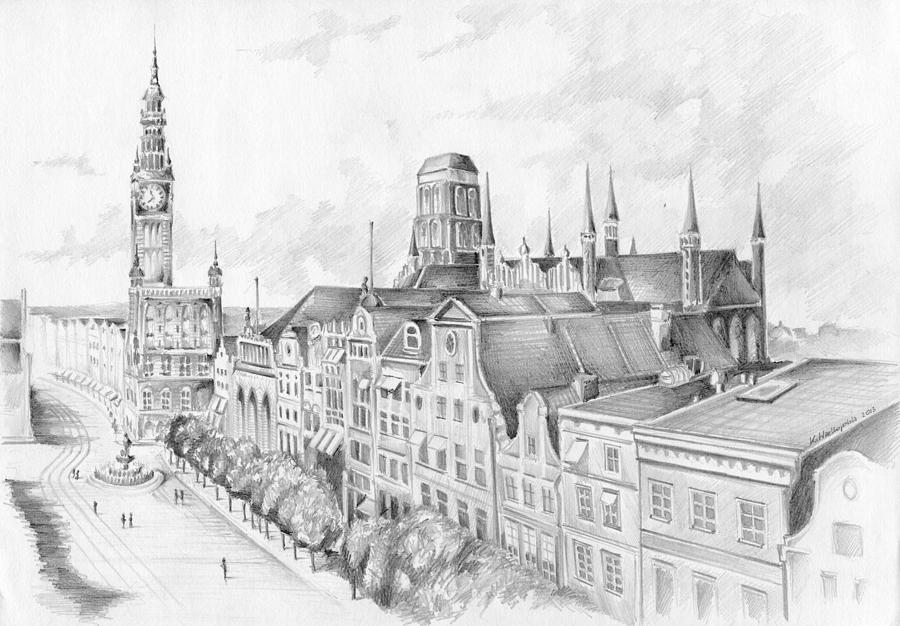 900x626 panorama of gdansk drawing - Panorama Drawing