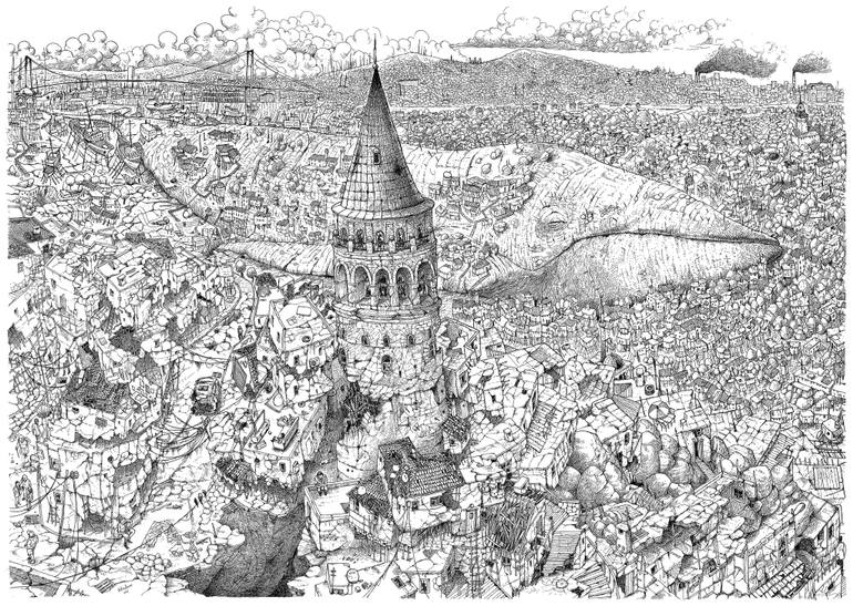 770x547 dystopic istanbul panorama drawing - Panorama Drawing