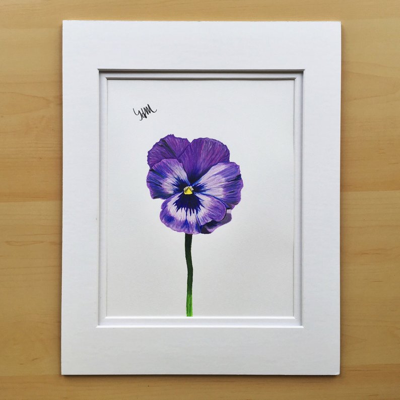794x794 purple flower drawing wall art drawing original pencil etsy - Pansy Flower Drawing