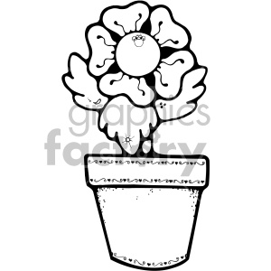 300x300 black and white pansy flower pot clipart royalty free clipart - Pansy Flower Drawing
