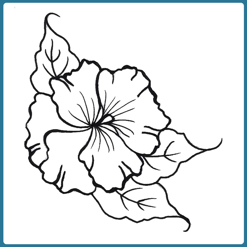 800x800 pansyleaves stamp - Pansy Line Drawing