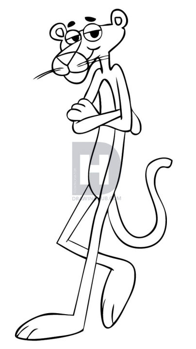 404x720 How To Draw Pink Panther, Step - Panther Drawing Images