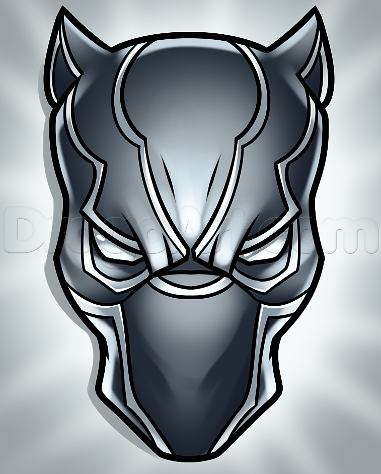 757x941 Draw The Black Panther Easy, Step - Panther Head Drawing