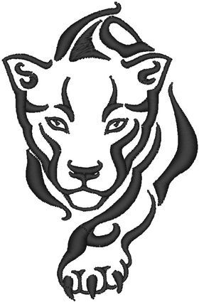 280x425 Stalking Panther Embroidery Design Drawing Drawings, Black - Panther Head Drawing