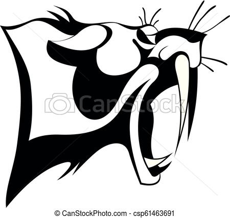 450x427 tiger or panther head with big fangs illustration fierce tiger - Panther Head Drawing