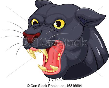 450x365 Vector Illustration Of Black Panther Head Mascot Cartoon - Panther Head Drawing