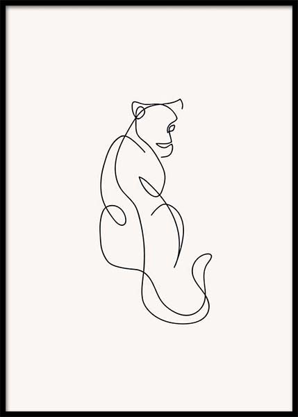 429x600 Panther Lines Poster - Panther Line Drawing