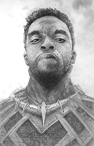 324x500 T'challa, King Of Wakanda Giclee Print Of Pencil - Panther Pencil Drawing