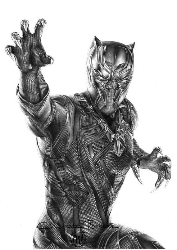 570x806 Black Panther Pencil Portrait Drawing Print Etsy - Panther Pencil Drawing