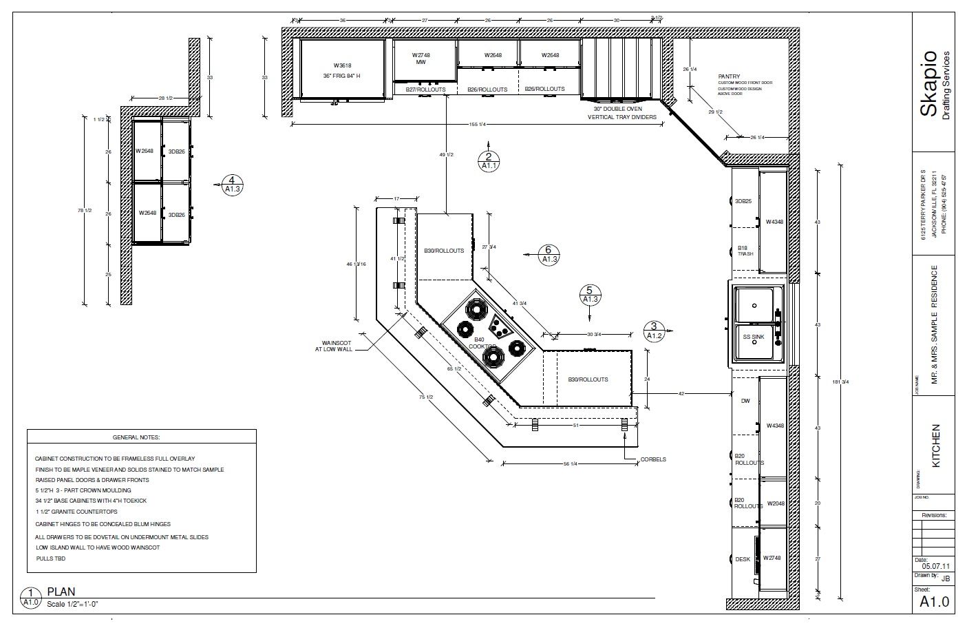 1405x909 sample kitchen floor plan shop drawings in kitchen - Pantry Drawing