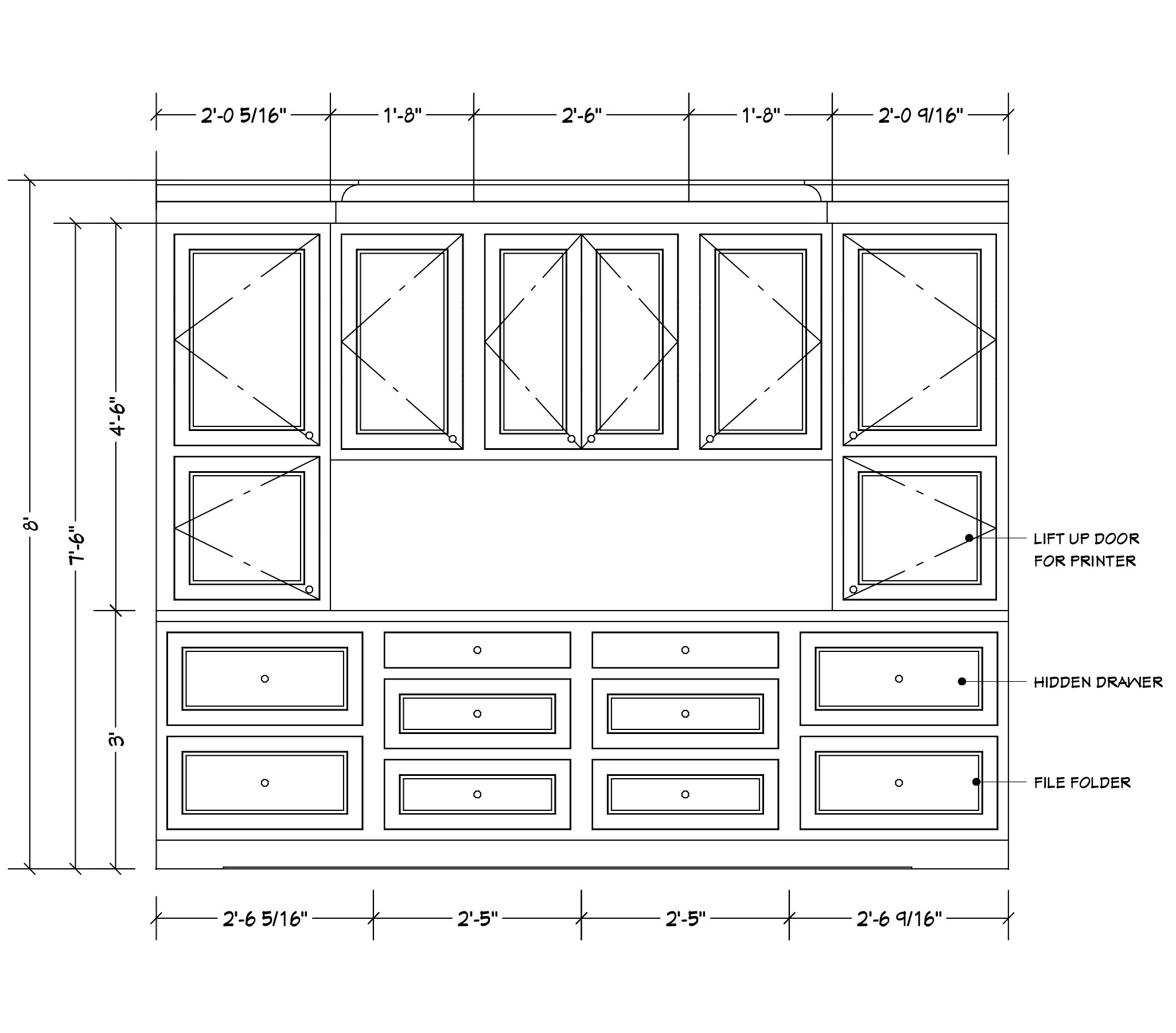 2050x1800 butler's pantry elevation drawing - Pantry Drawing