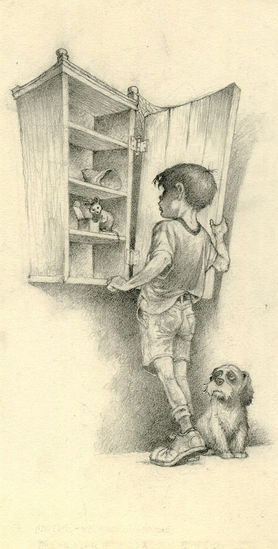 405x800 child and empty food cabinet drawing - Pantry Drawing
