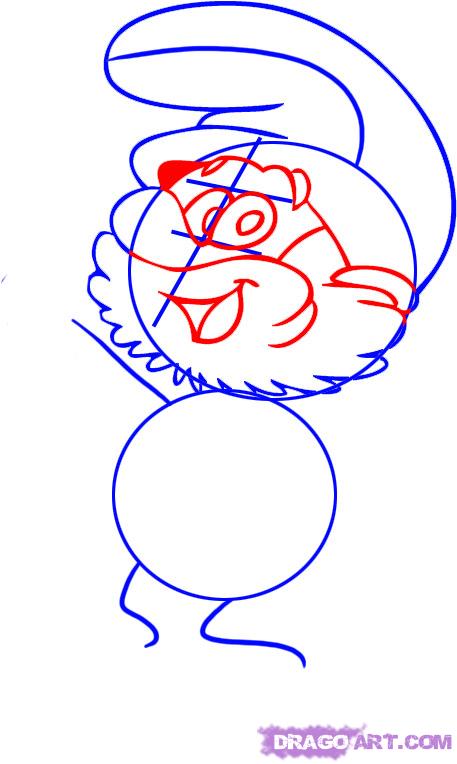 457x764 how to draw papa smurf, step - Papa Smurf Drawing