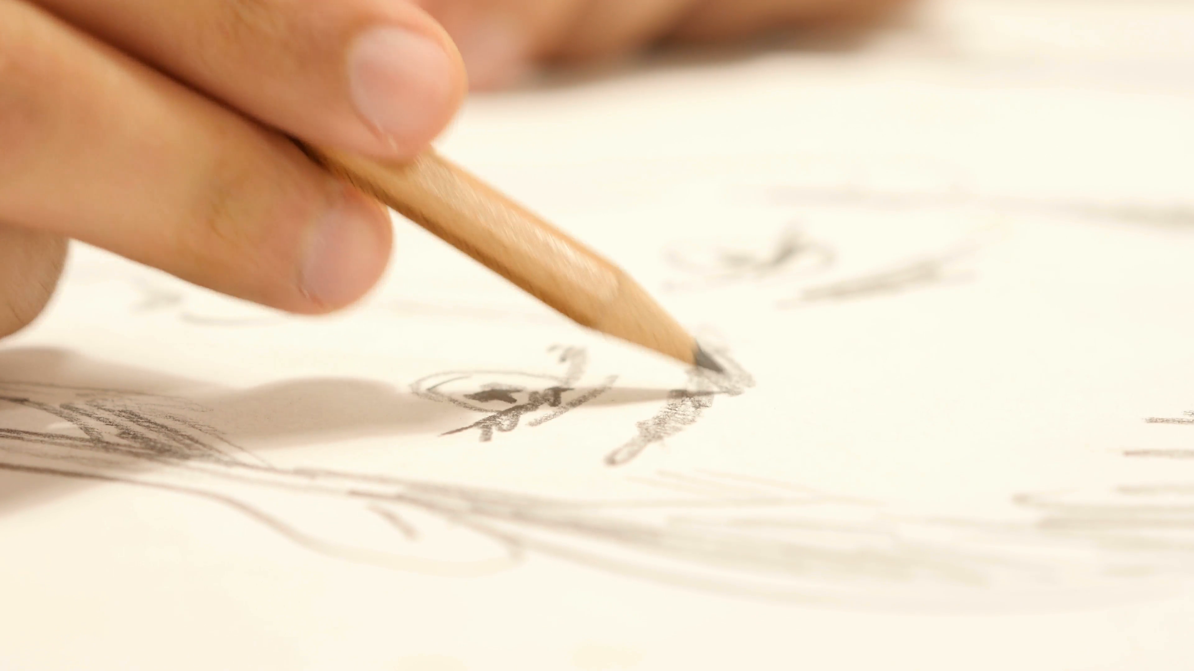 3840x2160 Close Up Of Hand With Pencil Drawing Sketch On Paper Stock Video - Paper And Pencil Drawing