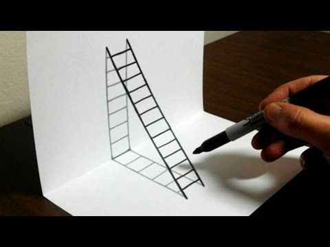 480x360 trick art on line paper drawing half sphere optical illusion - Paper And Pencil Drawing