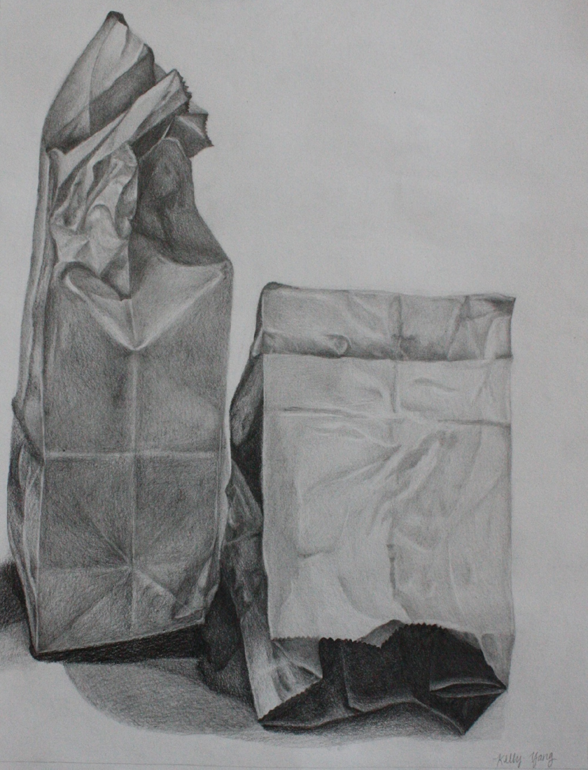 2000x2620 Two Paper Bags Thekellyyang - Paper Bag Drawing