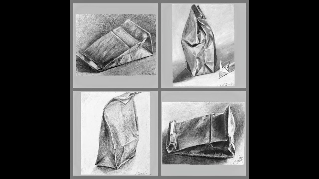 1280x720 charcoal paper bag drawing adding details - Paper Bag Drawing
