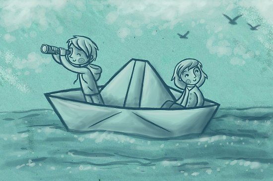 550x366 Paper Boat Adventures Posters - Paper Boat Drawing