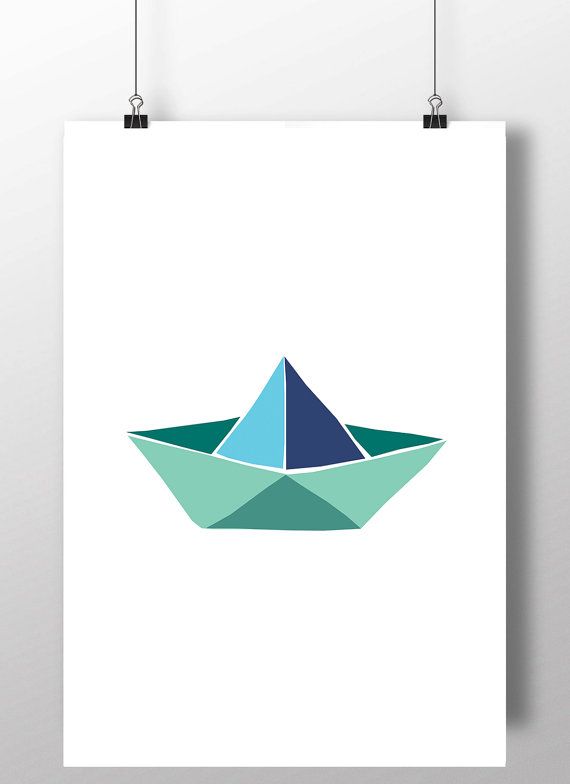 570x784 printable art, paper boat art, paper boat printable, kids room - Paper Boat Drawing