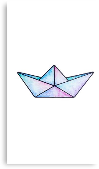 322x550 Watercolor Paper Boat Drawing Metal Print - Paper Boat Drawing
