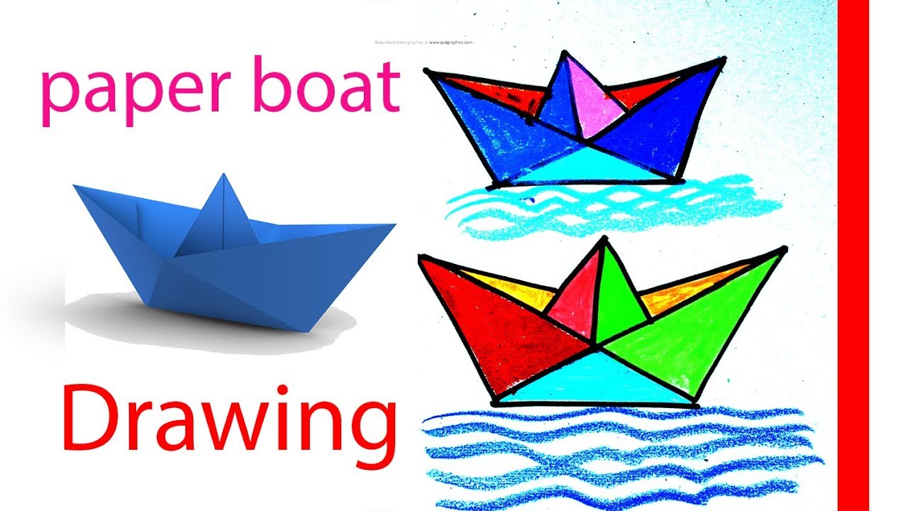 1280x720 How To Draw A Colorful Paper Boat - Paper Boat Drawing