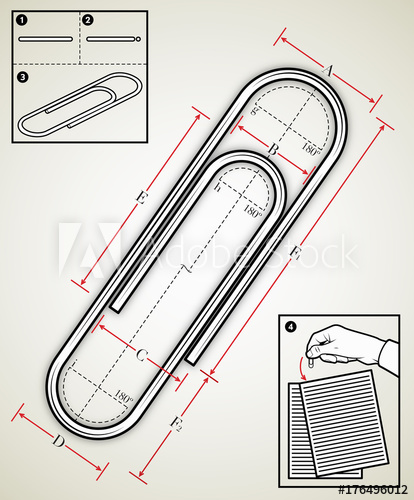 414x500 Engineering Drawing Of A Paper Clip - Paper Clip Drawing